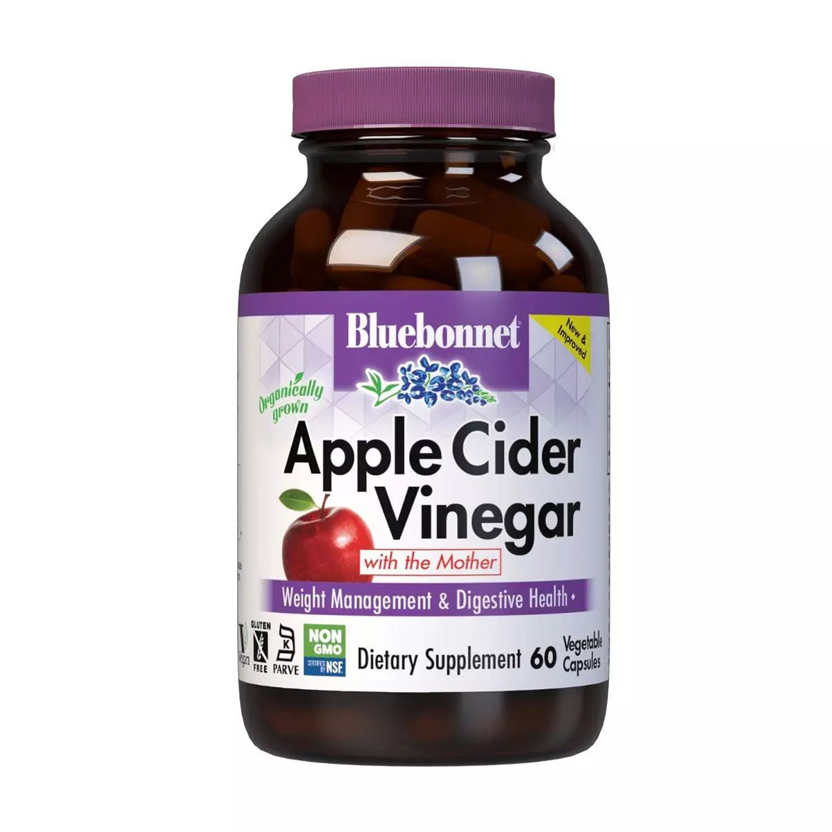 Яблучний оцет Bluebonnet Nutrition Apple Cider Vinegar, 60 капсул